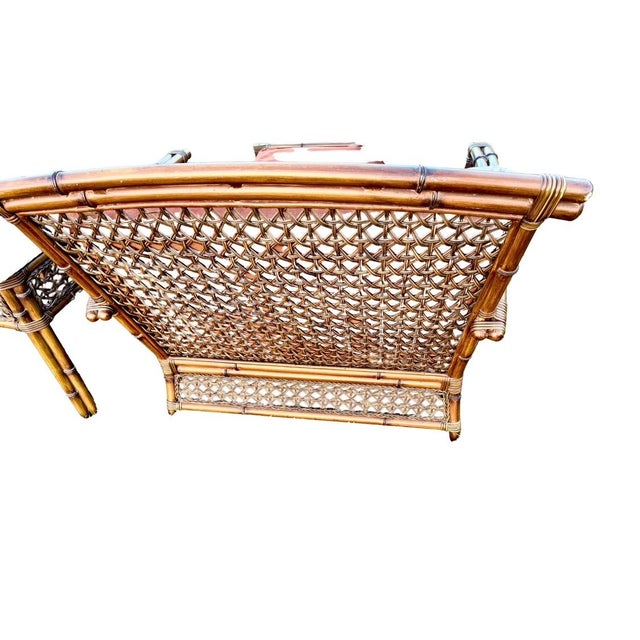 Vintage 1970s Palm Beach Regency Split-Bamboo & Rattan Chaise Lounger For Sale - Image 9 of 11