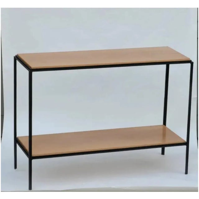 Not Yet Made - Made To Order Pair of Chic Wrought Iron and Oak 'Rectiligne' End Tables by Design Frères For Sale - Image 5 of 9
