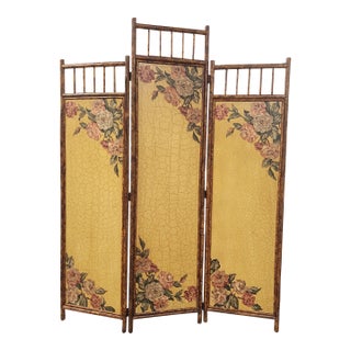 Vintage Tortoise Bamboo 3-Fold Screen Room Devider For Sale