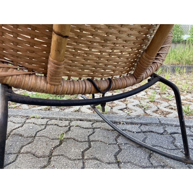 Wood Modernist Wicker Cane Rocking Chair, 1960s For Sale - Image 7 of 18