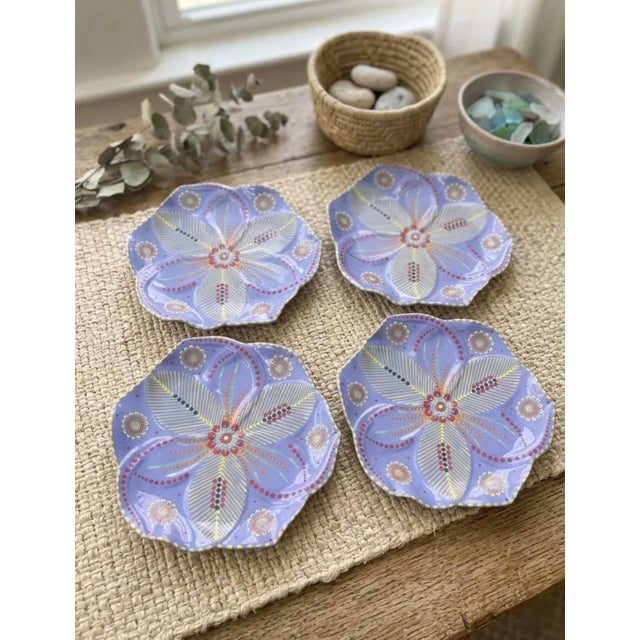 South African Handmade & Hand-Painted Ceramic Serving Plate - Set of 4 For Sale - Image 9 of 11