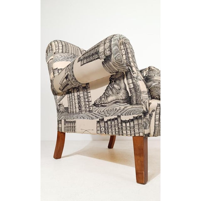 English Style Armchair with Fabric by Fornasetti, 1990s For Sale - Image 14 of 18