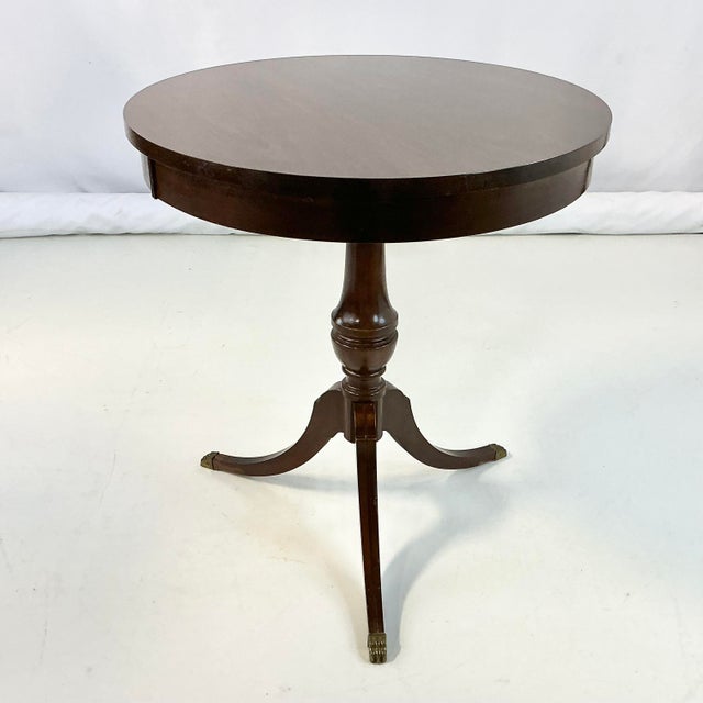 1960s Vintage French Empire Federal Mersman Round Tripod Pedestal Side Table. For Sale - Image 10 of 15