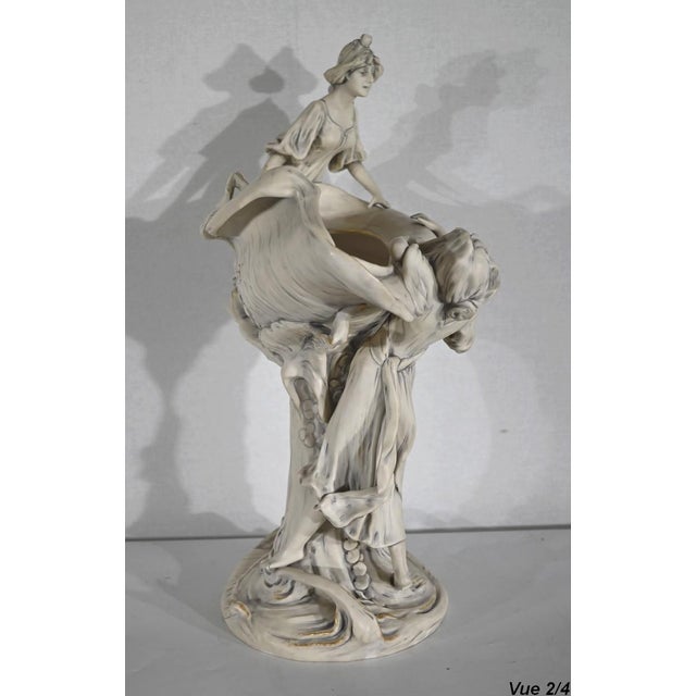 Cream Art Nouveau Porcelain Cut Vase, 1900s For Sale - Image 8 of 18