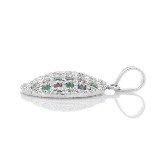 Boho Chic VrJewels Antique Round Diamonds Rainbow Checkerboard Pendant For Sale - Image 3 of 5