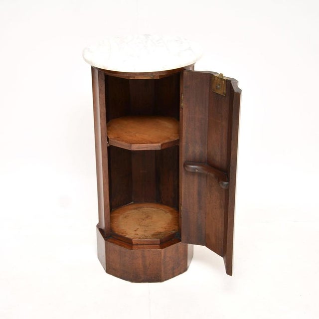 Antique Victorian Marble Top Cylinder Pedestal Cabinet, 1840s For Sale - Image 3 of 11