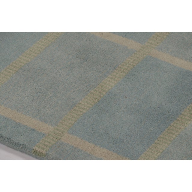 2010s Rug & Kilim’s Swedish Art Deco Inspired Rug in Dusty Blue With Geometric Pattern For Sale - Image 5 of 8