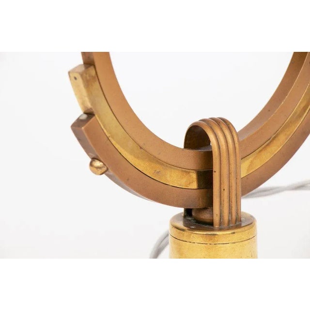 Gold French Art Deco Twin Branch Modernist Table Lamp, 1930s For Sale - Image 8 of 9
