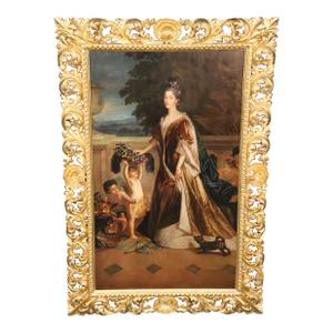 Monumental Painting of "Duchese Du Maire" in Florentine Giltwood Frame