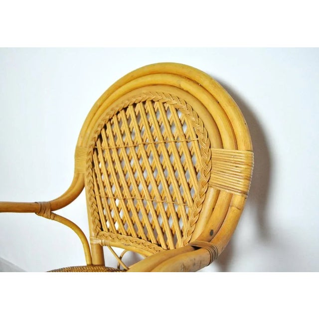 20th-Century Rattan and Bamboo Armchair For Sale - Image 10 of 14