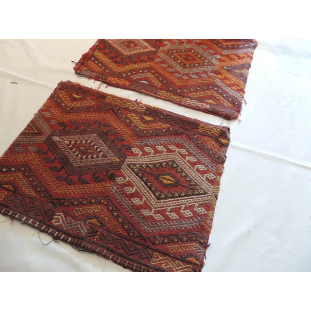 1980s Vintage Orange and Brown Kilim Woven Textiles - Set of 2 For Sale - Image 5 of 6