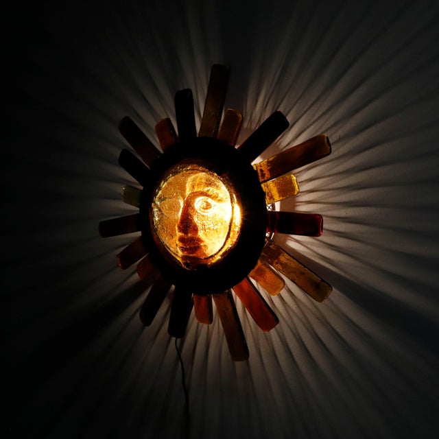 1960s Big Size Brutalist Wall Lamp in Sun Form by Feders For Sale - Image 12 of 17