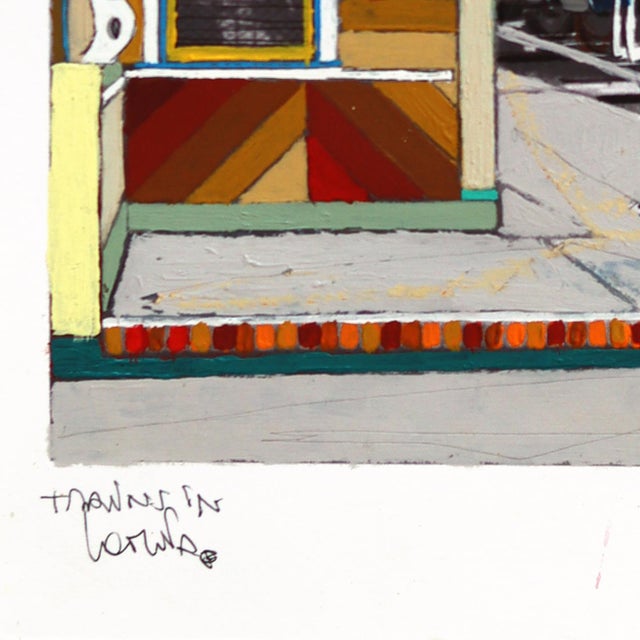 Abstract Trains in Lomita - Original Abstract City Scene Colorful Mixed Media Art by Fabio Coruzzi For Sale - Image 3 of 6