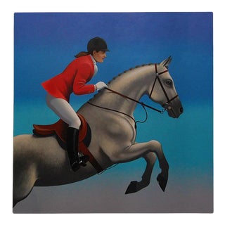 "Grand Prix" Contemporary Equestrian Acrylic Painting by Lynn Curlee For Sale