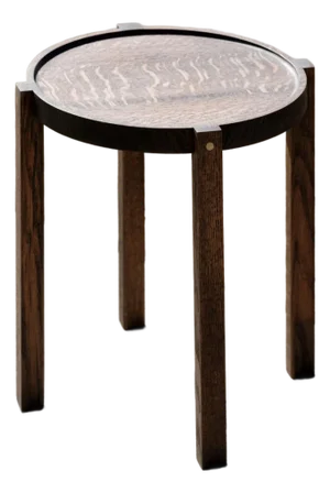 Small Contemporary Epic Steel Wood Side Table With Bronze Details
