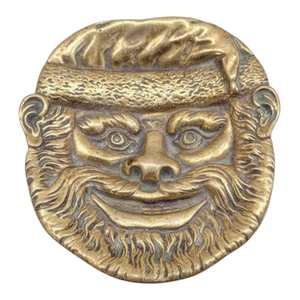 Antique Cast Brass Father Christmas Face Tray – Victorian/Edwardian England