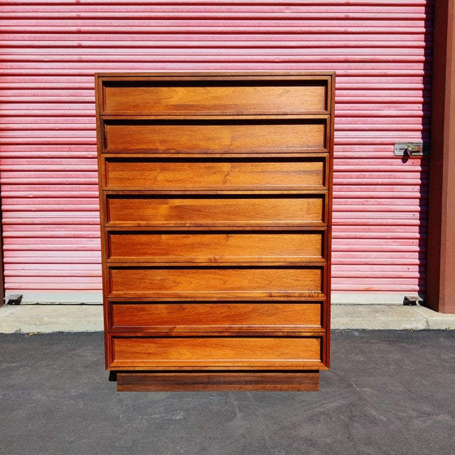 Vintage Mid Century Modern Tallboy Dresser by Brown Saltman Chairish