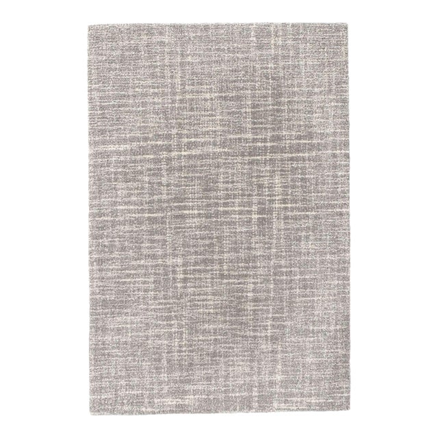 Dash & Albert by Annie Selke Crosshatch Dove Grey Micro Hooked Wool Rug, 5' x 8' For Sale