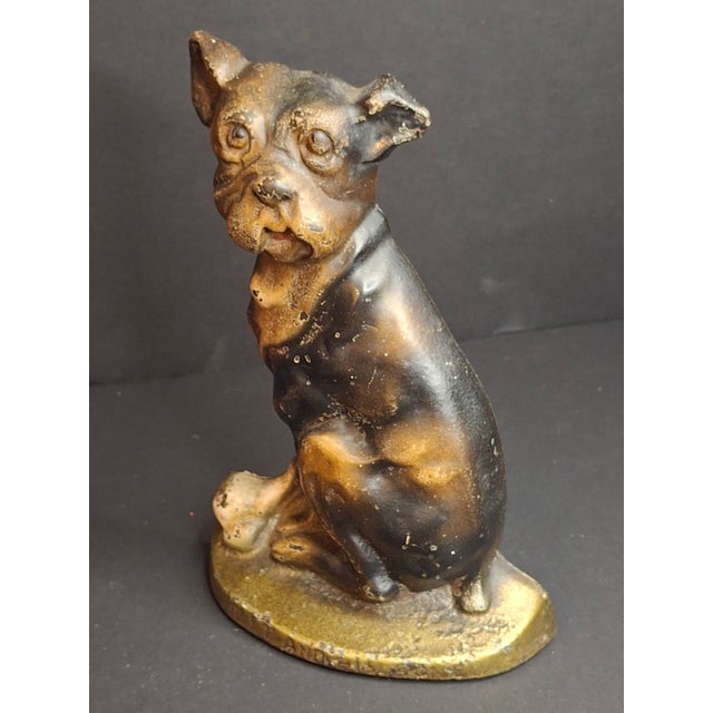 Antique Cast Iron Mutt and His Bone Dog Doorstop 1930s Original Paint Greenblatt For Sale In Boston - Image 6 of 17