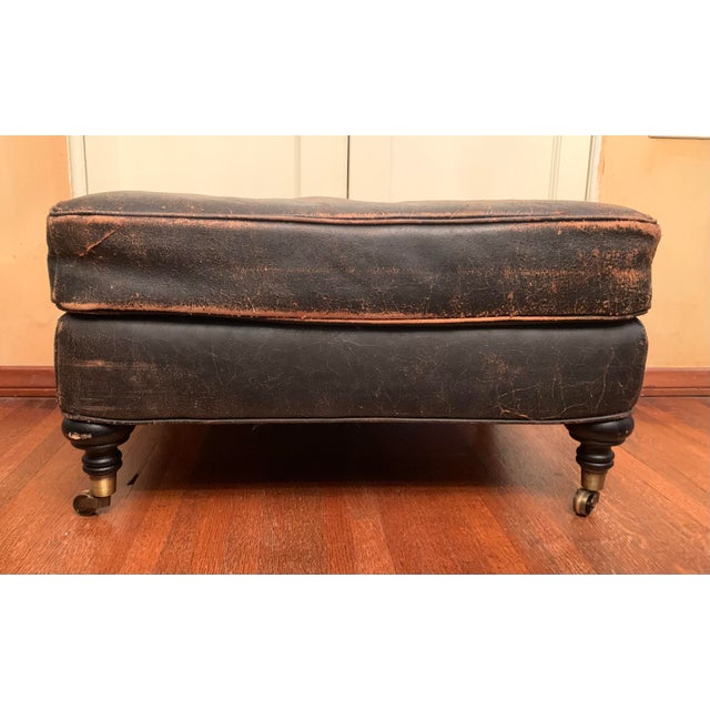 RH Distressed Leather Ottoman Chairish