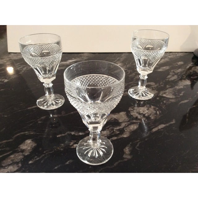 Vintage English Cut Crystal Stemmed Red Wine Glasses- Set of 3 For Sale - Image 4 of 13