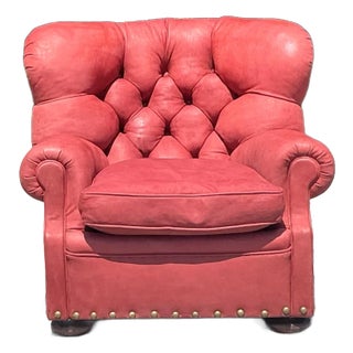 Vintage Boho Ralph Lauren Tufted Leather Armchair For Sale