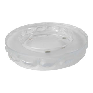 20th Century Clear and Frosted Glass Wine Coaster, French or Italian For Sale