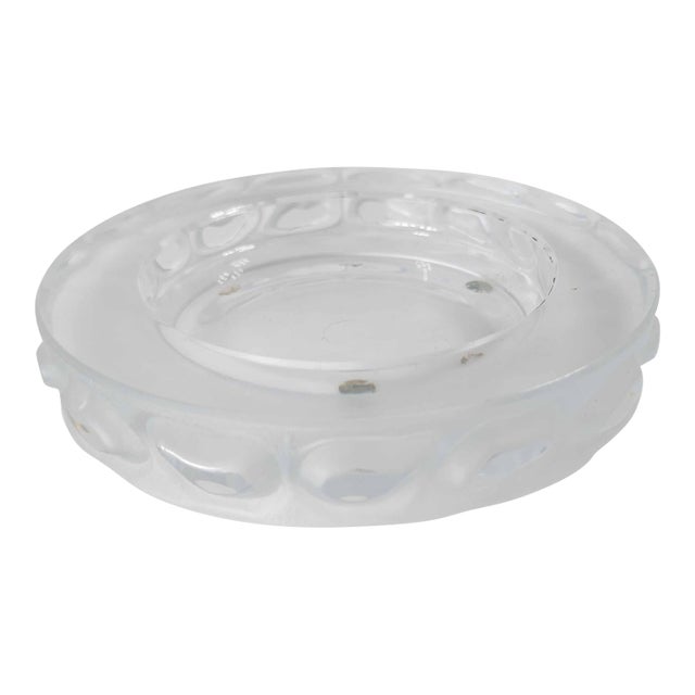 20th Century Clear and Frosted Glass Wine Coaster, French or Italian For Sale