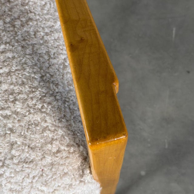 Gold Bench in Blonde Maple and Bouclé Upholstery attributed to Guglielmo Ulrich, 1940 For Sale - Image 8 of 15