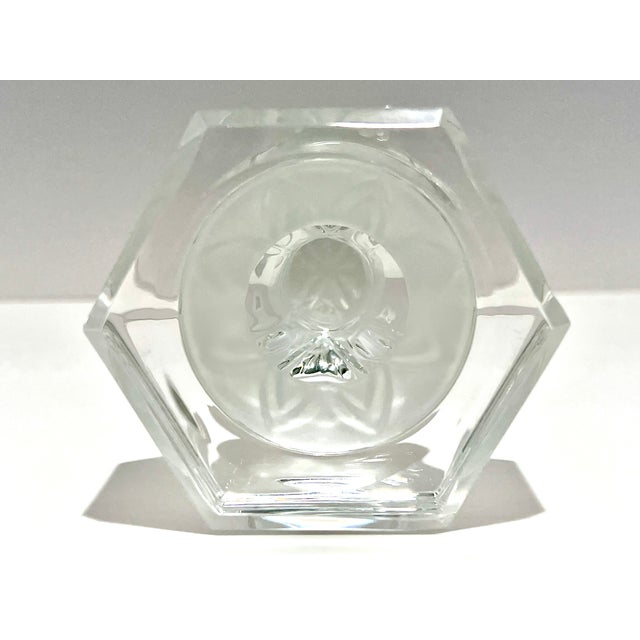 Glass St Louis “Flore Et Pomone” French Lead Crystal Candlestick, Frosted Spiral Stem For Sale - Image 7 of 16