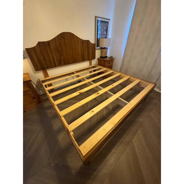 Farmhouse Custom Solid Wood King Bed Frame With Handcrafted Headboard – Rustic Modern / Farmhouse Style For Sale - Image 3 of 8
