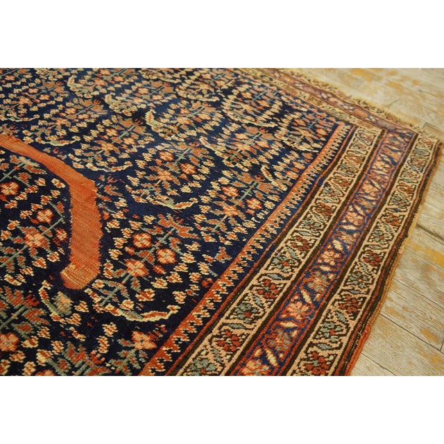 1900s Navy Paisley Tribal Antique Persian Afshar Saddle Rug 3'2" X 3'4" Knotted Wool Carpet For Sale In New York - Image 6 of 12
