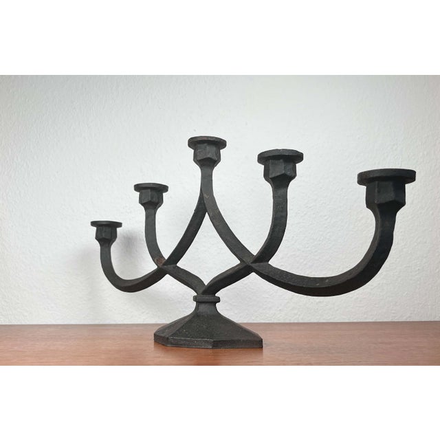 Metal Mid-Century Modern Brutalist German Cast Iron Candleholder from Aachener Giesserei, 1960s For Sale - Image 7 of 18