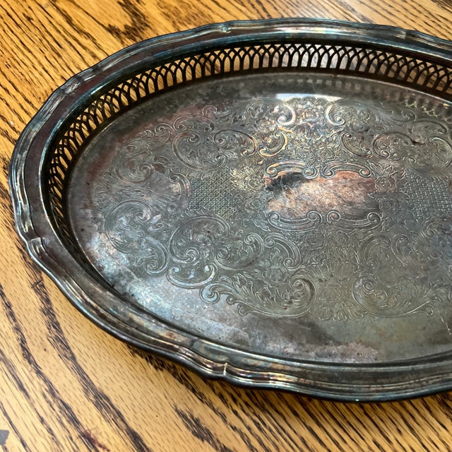 Metal 1960s Silverplate Tray & Serving Dish Set- 2 Pieces For Sale - Image 7 of 8