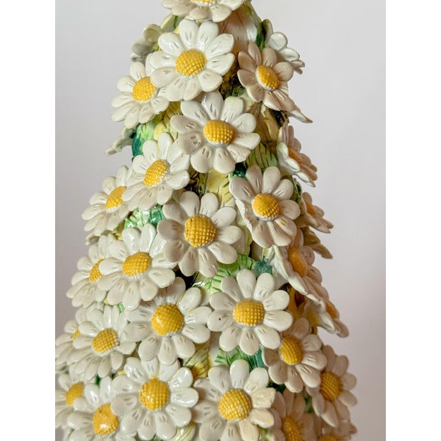 Ceramic 1960s Italian Ceramic Majolica Daisy Topiary Urn For Sale - Image 7 of 11