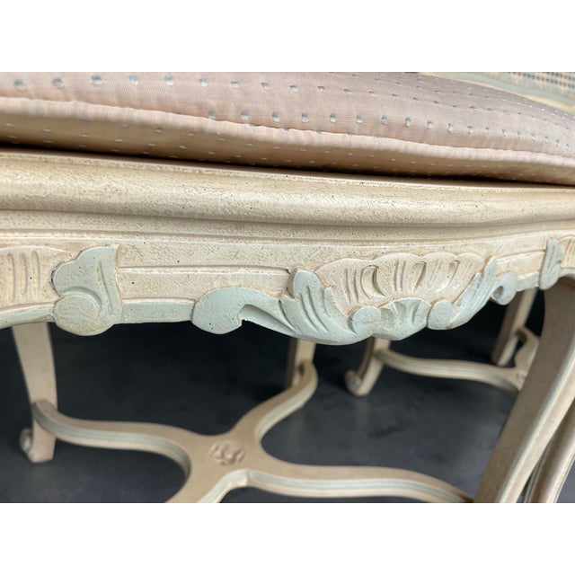 French Louis XV Style Painted Cane Back Dining Chairs With Carved Frames & Cabriole Legs – Set of 6 For Sale - Image 11 of 18