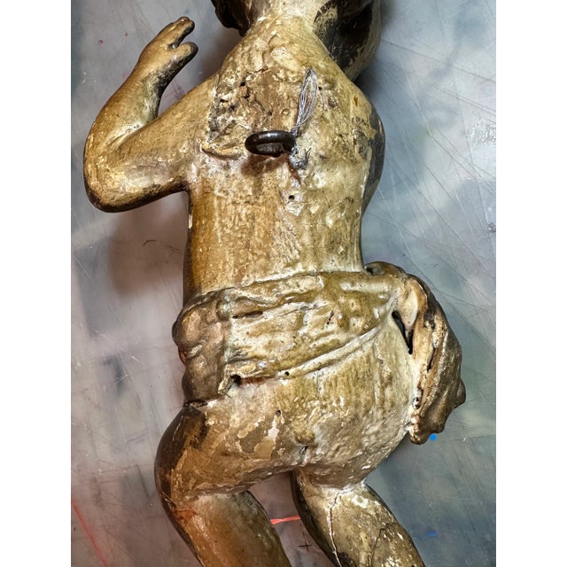 Pair 17th Century Italian Hand Carved Baroque Giltwood Putti For Sale In Austin - Image 6 of 11