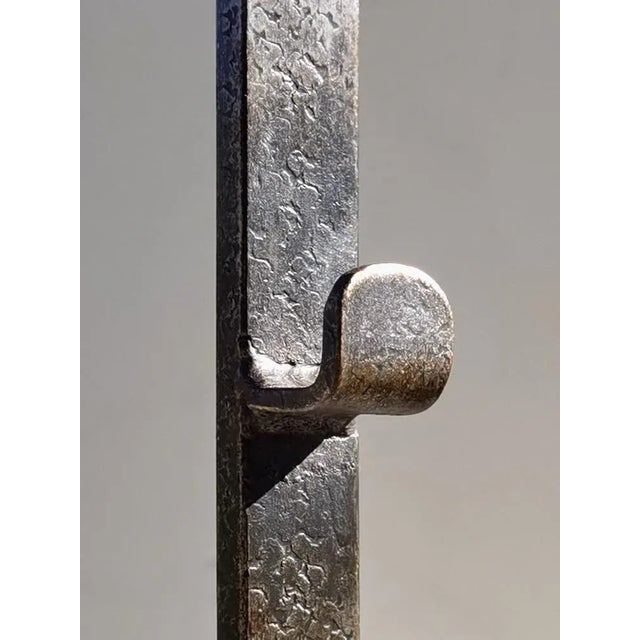 Brutalist Wrought Iron Andirons, France, 1950, Set of 2 For Sale - Image 9 of 10