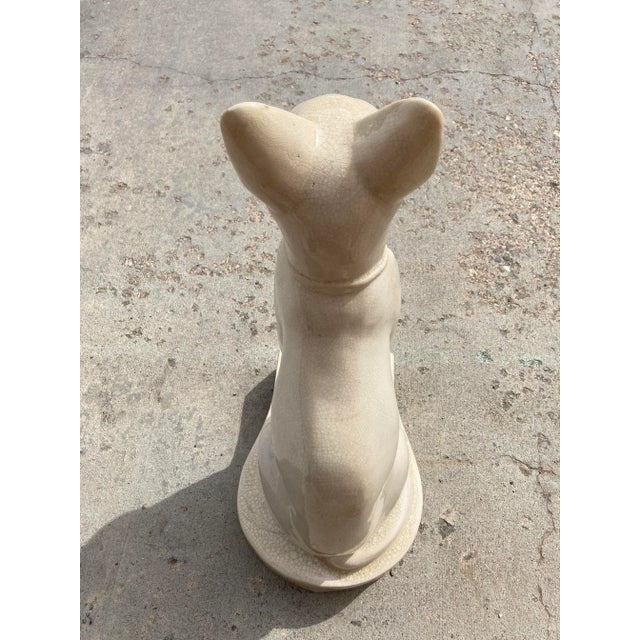 Alabaster 1980s Egyptian Sphinx & Cat Statue in Crackle Glazed Porcelain - a Set For Sale - Image 8 of 13