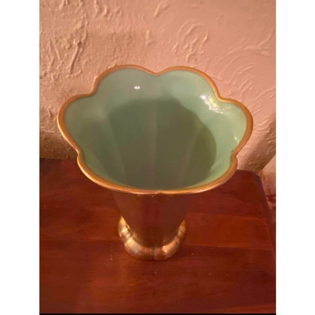 Vintage Pickard China gold-encrusted vase, specifically featuring their iconic and highly collectible "Rose and Daisy”...
