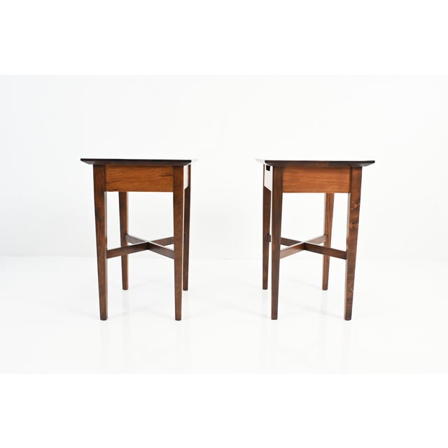 Mid-Century Modern Perspective Nightstands by Milo Baughman for Drexel, Pair | Newly Refinished For Sale - Image 12 of 15