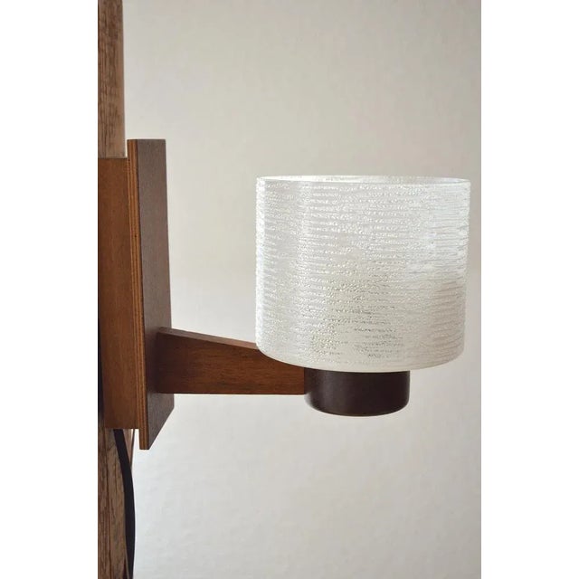 Set of 2 Danish wall lamps made of teak with glass shade in dewdrop design - Teak - Pull switch - E27 socket European Plug...