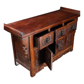 1970s Huanghuali Rosewood Carved Dragon Phoenix Altar Table For Sale