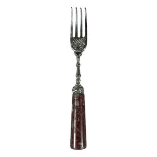 Antique Silver and Porphyry Fork, 1500s For Sale