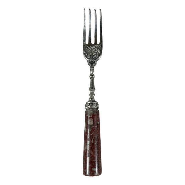 Antique Silver and Porphyry Fork, 1500s For Sale