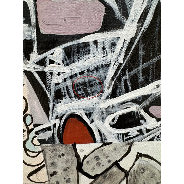 Vintage Abstract Painting in the Manner of Jean Dubuffet For Sale - Image 9 of 12