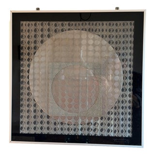 Kinetic Op Art Wall Object in Moiré Effect Metal, 1972 For Sale
