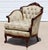 French Antique French Louis XV Style Bergère Armchair – Hand-Carved Mahogany, Tufted Floral Upholstery, C. Late 19th Century For Sale - Image 3 of 18