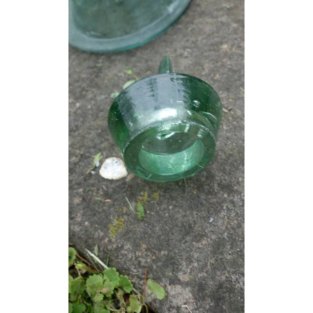 1930s Old Hand Blown Glass Bug Trap, France, Pale Green W/Stopper For Sale - Image 5 of 10