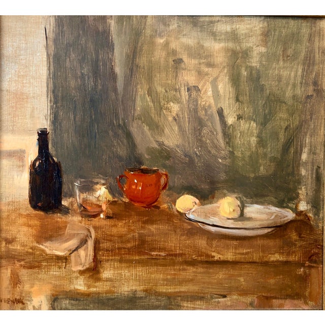 Frame measures 13.75 X 14.75, board measures 11 X 12 inches Seymour Remenick (1923-1999) American; Philadelphia, PA. Oil...